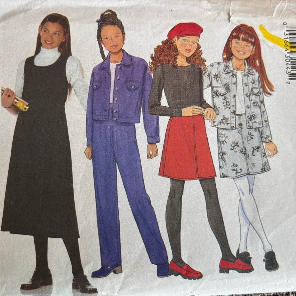 Vintage Butterick 6286 Fast &  Easy Girls Jumper-Jacket-Skirt-Pants Sizes 12-16